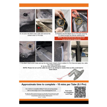 Vango Airspeed S.I Pro Tube 630 x 10 cm - AT338 pót felfújható sátormerevítő