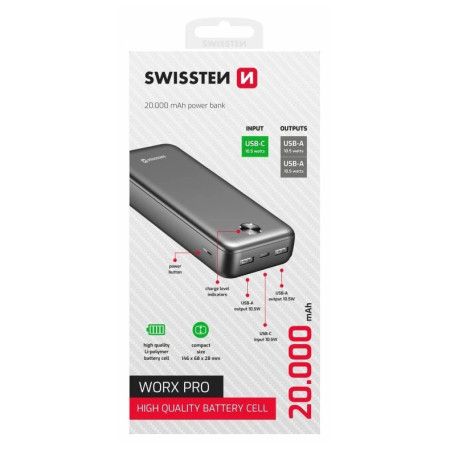 Swissten Worx Pro 20000 mAh powerbank