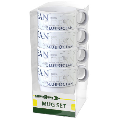 Brunner Mug Set Blue Ocean bögre készlet fehér/fekete