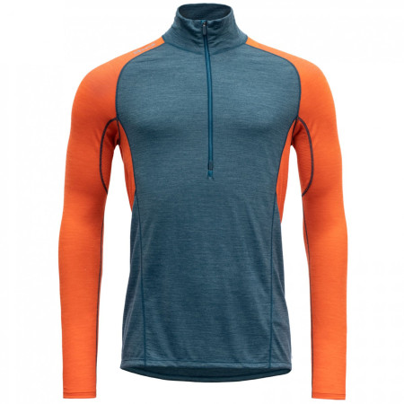 Devold Running Merino 130 Zip Neck Man férfi funkcionális póló kék/narancs