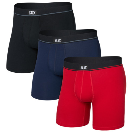 Saxx Essential Cotton Boxer Brief Fly 3Pk férfi boxer piros red/maritime/black