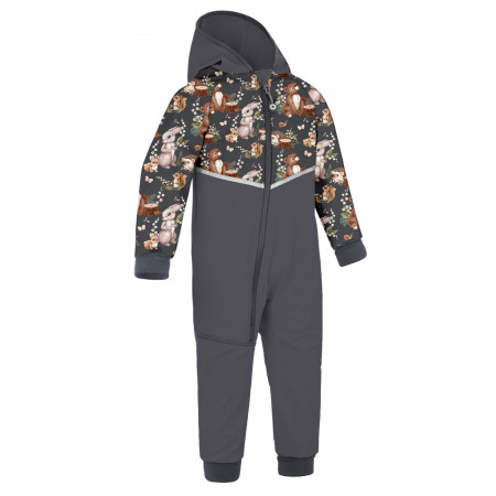 Gyerek overall Unuo Batolecí softshellová kombinéza Fleec barna