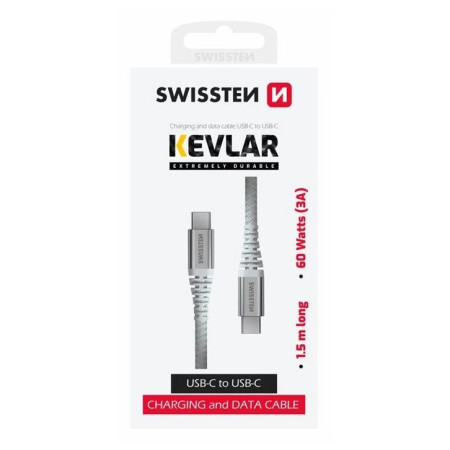Swissten Kevlar USB C / USB C 1,5 m kábel