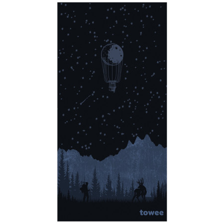 Gyorsan száradó törülköző Towee Backpacker 80x160 cm fekete/kék