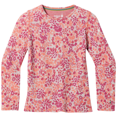 Smartwool Kids' Classic Thermal Merino Base Layer Crew gyerek funkcionális felső rózsaszín FESTIVE FUCHSIA FLORAL