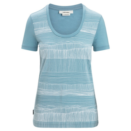Icebreaker Tech Lite II SS Scoop Tee Reflection Lines női funkcionális felső világoskék