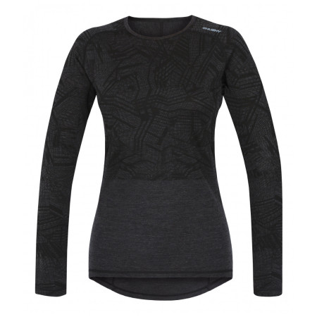 Gyerek funkciós póló Husky Merino 100 Dl. Rukáv L fekete