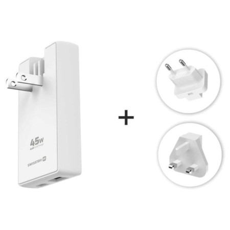 Swissten World Travel Charger 45W GaN USB-C + USB-A adapter