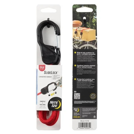 Nite Ize Slide Lock Carabiner Bungee 24" gumikpók piros Červená