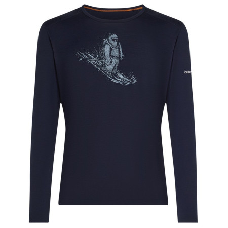 Icebreaker Men Merino 200 Oasis LS Crewe SkiingYeti férfi funkcionális póló sötétkék Midnight Navy