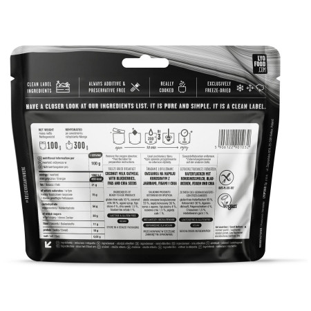 Lyo food Kókuszos zabkása áfonyával szárított étel