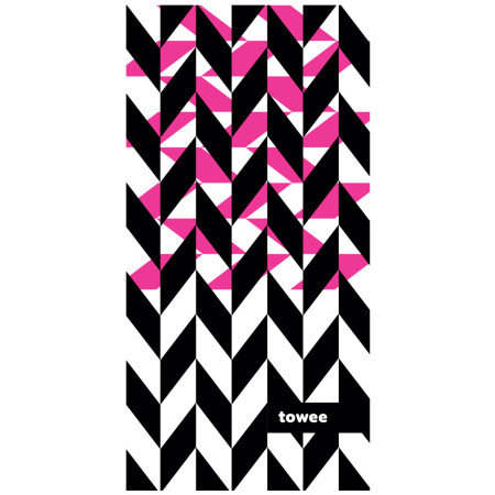 Gyorsan száradó törülköző Towee Dynamica 50x100 cm rózsaszín/fekete