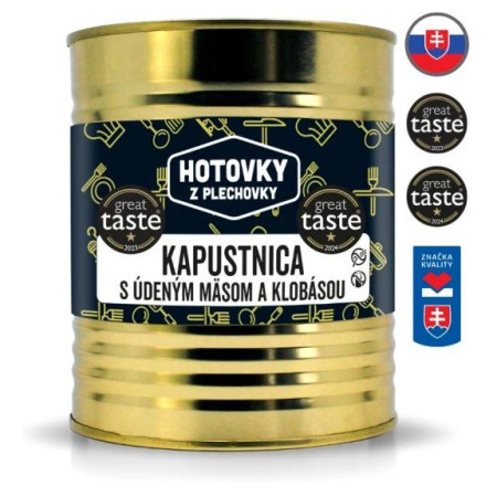 Hotovky z plechovky Káposztaleves füstölt hússal és kolbásszal 800 ml leves