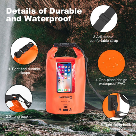 Swissten WATERPROOF ORANŽOVÉ (10L) vízálló tok