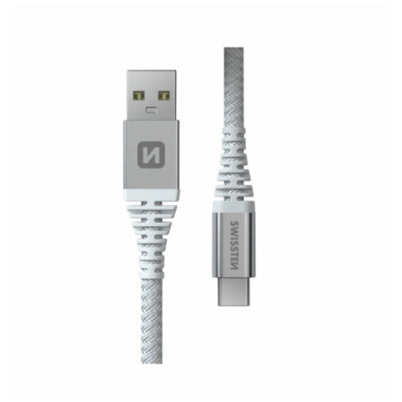 Swissten Kevlar USB / USB-C 1,5 m kábel fehér white