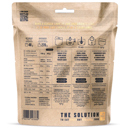 Lyo food Indiai mungóbab paradicsomszósszal – 270 g szárított étel