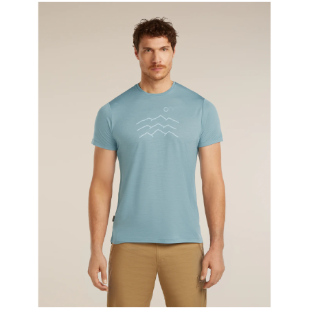 Icebreaker Merino Blend 125 Cool-Lite™ Sphere SS Tee Across the Peaks férfi funkcionális póló világoskék FLINT BLUE