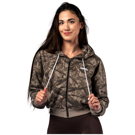 Nebbia Relaxed Zip Hoodie Power női pulóver világos barna LIGHT BROWN CAMO