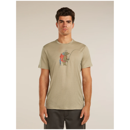 Icebreaker Merino 150 Tech Lite SS Tee Bear Catch férfi funkcionális póló bézs FLAGSTONE