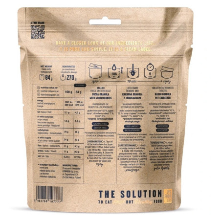 Lyo food Kakaová granola s jahodami 270 g szárított étel