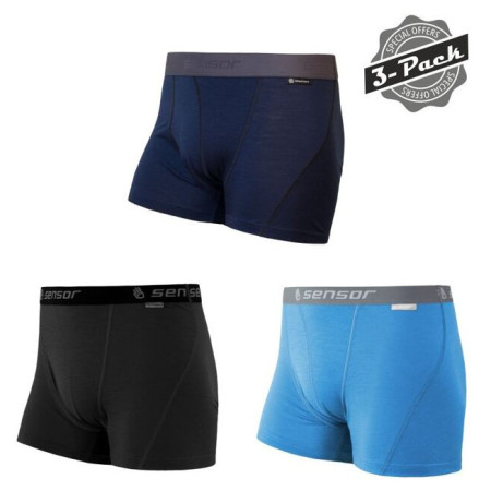 Sensor Merino Active 3 Pack férfi alsónadrág fekete/kék blk/blue/deep blue