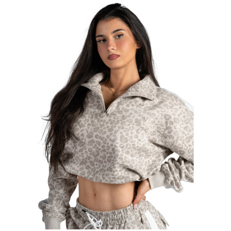 Nebbia Half-Zip Leopard Sweatshirt Primal női pulóver bézs CREAM LEOPARD