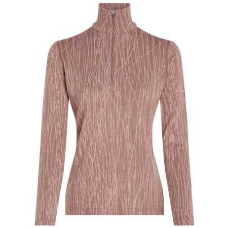 Icebreaker Women Merino 260 Tech Vertex LS Half Zip Delta Lines AOP női funkcionális felső barna Summit/Blush/J