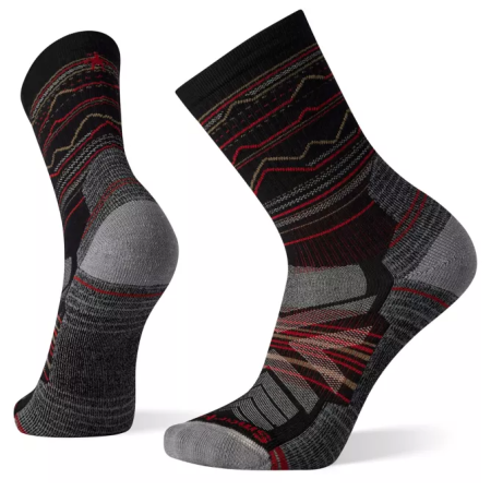 Zokni Smartwool Hike Light Cushion Mountain Range Pattern Crew Socks fekete