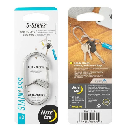 Nite Ize G-series #3 segéd karabiner ezüst Stříbrná