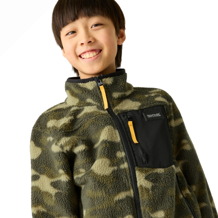 Regatta Junior Frankie Warm Fleece Bark Green Camo gyerek funkcionáls pulóver