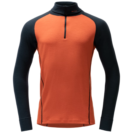 Devold Duo Active Merino 205 Zip Neck Man férfi funkcionális póló narancssárga/szürke Brick