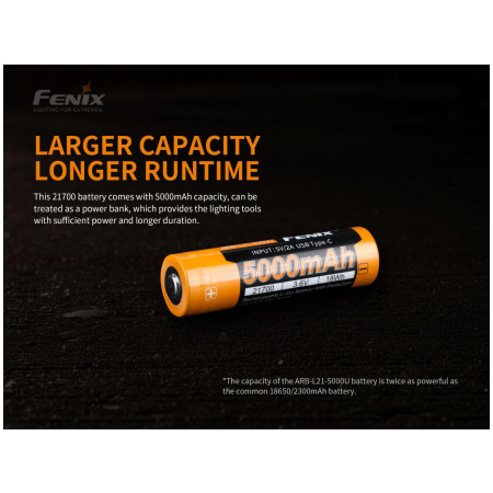 Fenix 21700 5000 mAh s USB-C (Li-Ion) akkumulátor