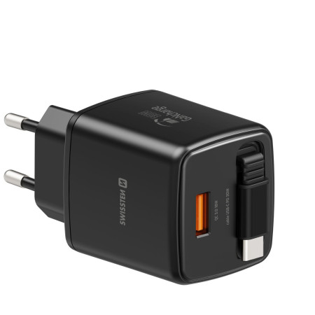 Swissten SlideCharge Gan 30W, 1X USB-A 18W adapter