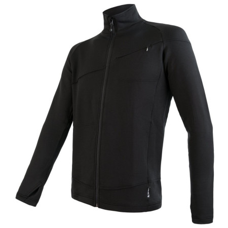 Férfi funkcionális pulóver Sensor Tecnostretch, teljes cipzár fekete