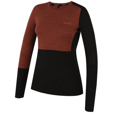 MOOA MerinoSilk Block 160 long női póló narancs cinnamon melange