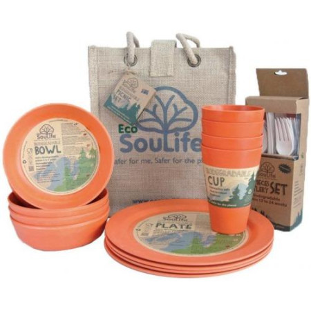 EcoSouLife Piknikový Set EcoSouLife pro 4 piknik készlet narancs
