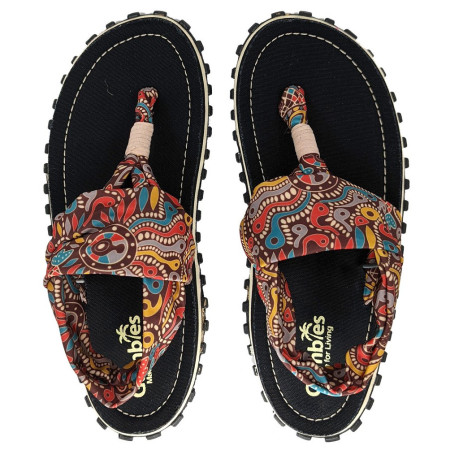 Gumbies Slingback Aboriginal szandál fekete/barna Aboriginal