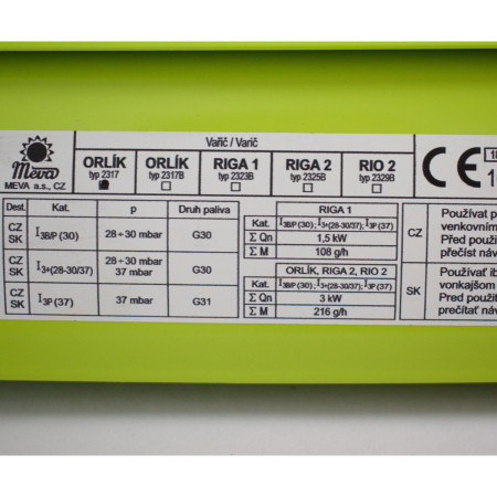 Meva Orlík 2317 típusú tűzhely kempingtűzhely