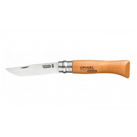 Opinel N°08 Carbon Viroblock, blister zsebkés természetes
