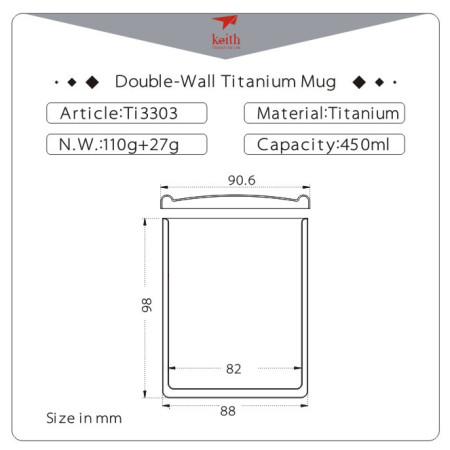 Thermo bögre Keith Titanium Double-Wall Tit. Mug 450 ml