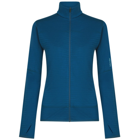 Icebreaker Women Merino Blend 300 RealFleece™ Descender LS Zip női funkcionális pulóver kék Atlantis