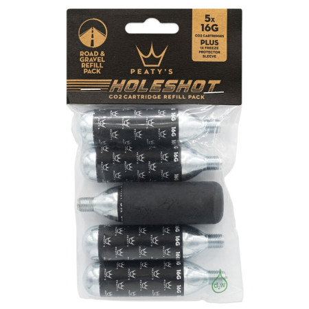 Peaty´s Holeshot Co2 Bombičky 5 Ks - Road & Gravel pumpa fekete