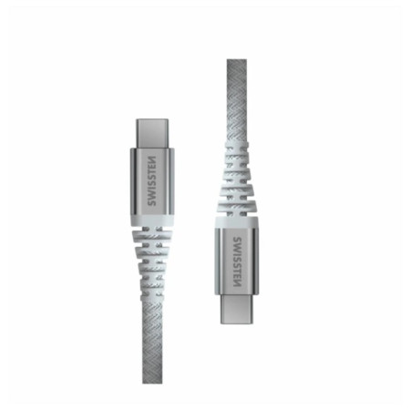 Swissten Kevlar USB C / USB C 1,5 m kábel fehér white