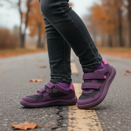 Bugga Safi Dark Purple gyerek barefoot cipők egész éves használatra
