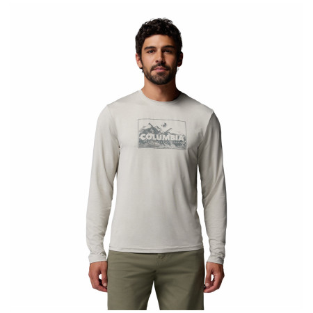 Columbia Parsons Point™ Ls Graphic Tee férfi póló bézs Dark Stone Heather Framed Peakscape