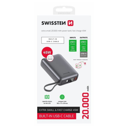 Swissten 20000 mAh 45 W powerbank