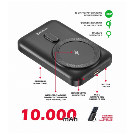 Swissten POWER BANK PD 20W 10000 mAh vezeték nélküli powerbank
