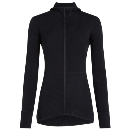 Icebreaker Women Merino Blend 200 RealFleece™ Descender LS Zip Hoodie női funkcionális pulóver fekete Black