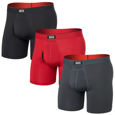 Saxx Multi-Sport Mesh Boxer Brief Fly 3Pk boxeralsó fekete/piros sunset red/trblnce/fd blk
