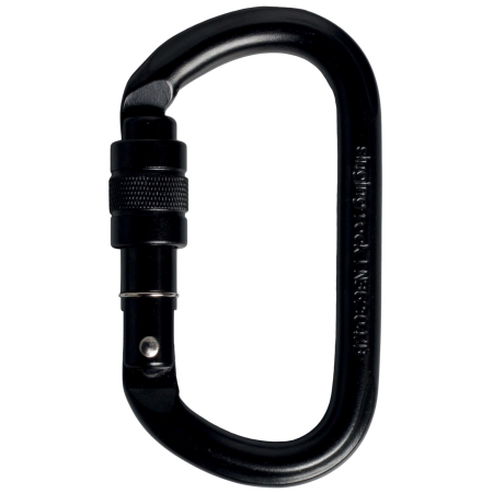 Singing Rock oválná ocelová šroubovací (black) karabiner fekete black